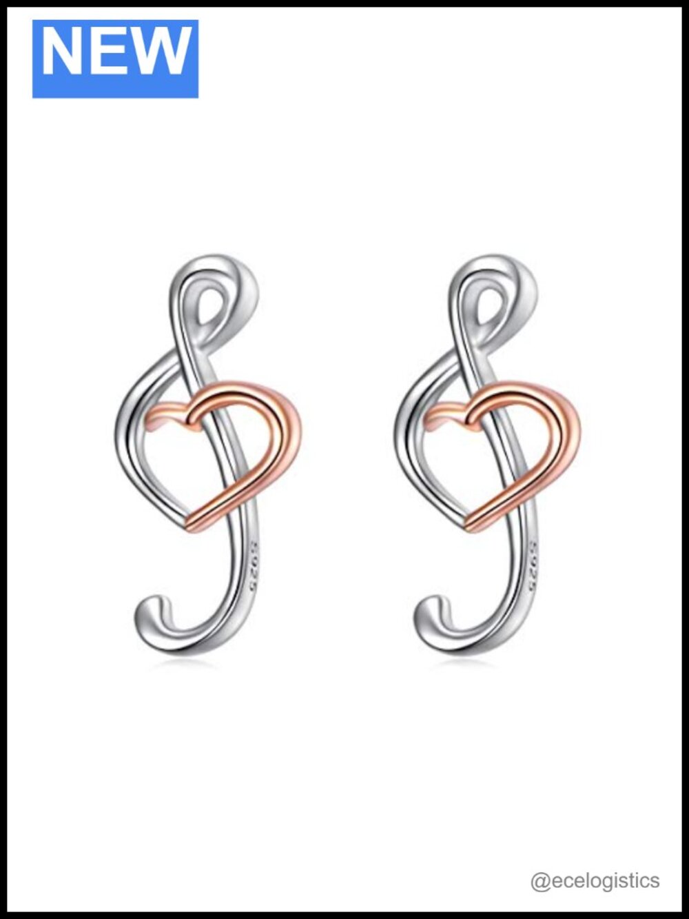 925 Sterling Silver Music Note Stud Earrings